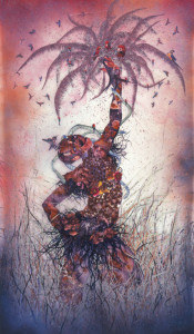 Wangechi Mutu (Kenyan, b. 1972). Le Noble Savage, 2006. Ink and collage on Mylar, 91¾ x 54 in. (233 x 137.2 cm). Collection of Martin and Rebecca Eisenberg, Scarsdale, New York. Image courtesy of the artist. © Wangechi Mutu
